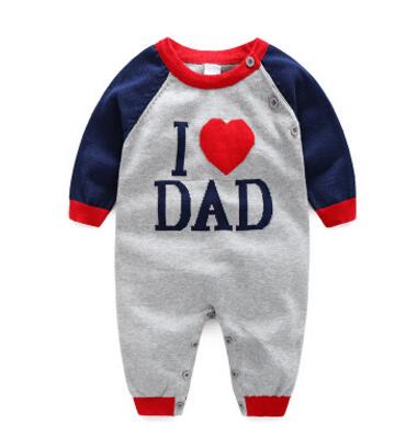 Myudi - 100% Cotton Baby Sweater Newborn I love Dad Mom Letter Coat Toddler one-piece Romper Boys Girl Outwear for Children: I Love Dad