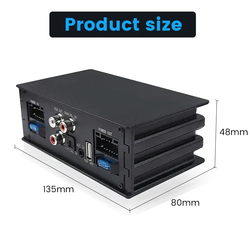 Atualização do rádio do carro Processador de Áudio Digital DSP, Amplificador de Potência, Subwoofer Stereo, TDA7851 Fibra Óptica Entrada, Plug and Play 12V, 4x50W