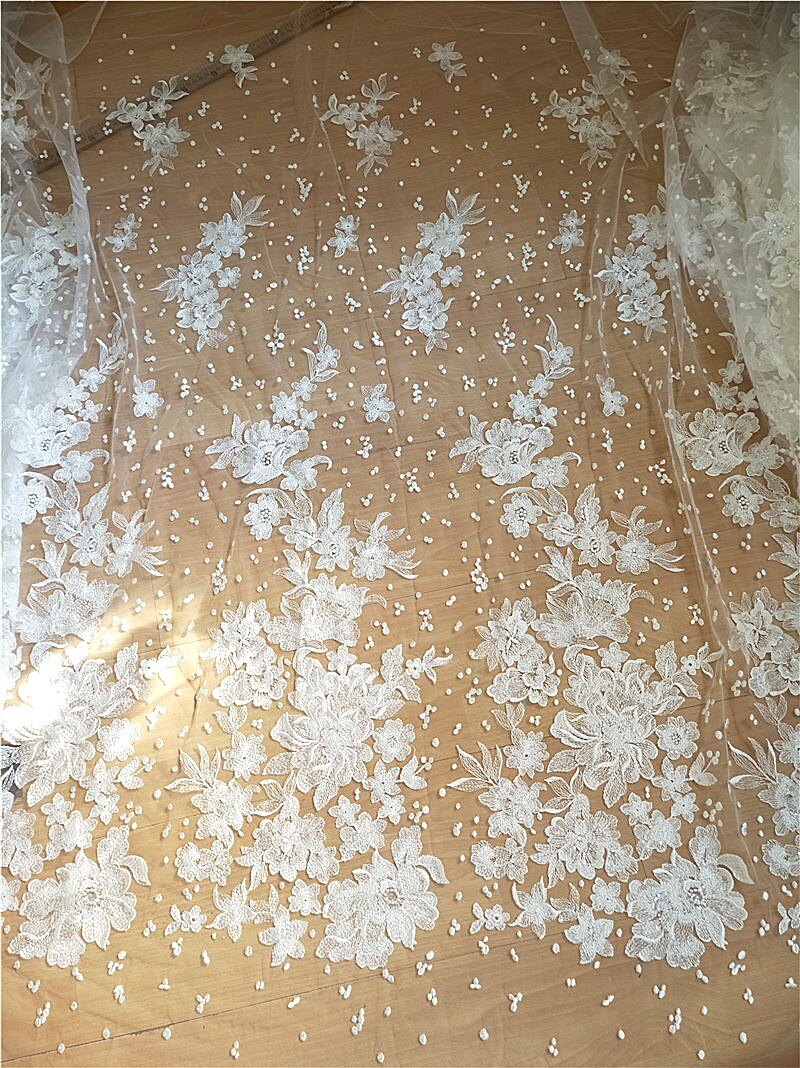 Rayon materiale broderet stort blomstermønster stof brudekjole tilbehør  rs2902