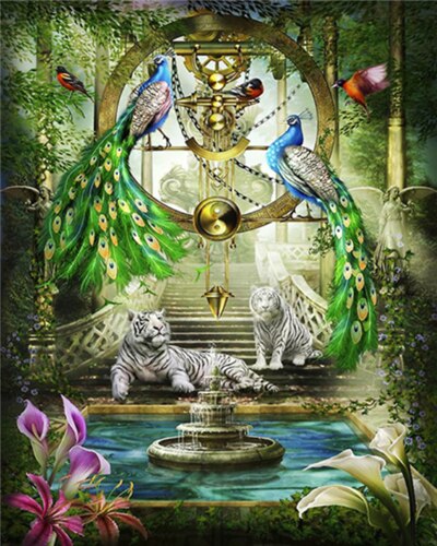 EverShine Painting By Numbers Animals Canvas Wall Set Paint By Numbers For Adults Peacocks Drawing Art: SZES-976