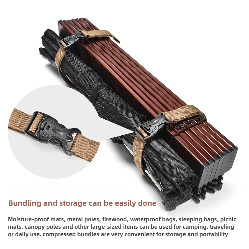 Sangles multifonctions en Nylon Durable, attache de chargement pour bagages, sangle de ceinture à cils 1.35x0.25m, Camping randonnée, boucle de ceinture de rangement du fret