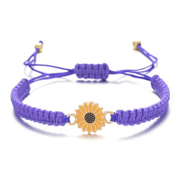 Pulsera bohemia hecha a mano con dibujos de estrellas y flores y margaritas para niña y mujer, pulseras de cuerda, de joyería para parejas de amistad: Color oro puro
