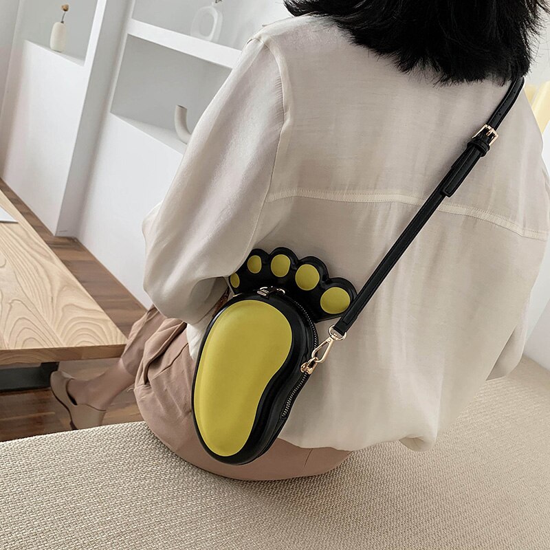 Sjov lille fod roman ung piges afslappede skuldertaske håndtaske crossbody mini taske pung kvinder daglige punge pu læder