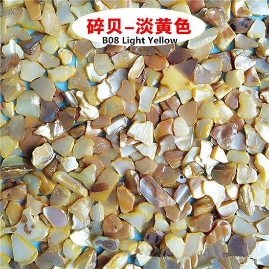 100 g/partij Kleurrijke Crush Shell Fragment Voor DIY Shell Schilderen Kleuterschool Handgemaakte Craft Materiaal Pakket Art Decor Maken Tool: 008 Light Yellow