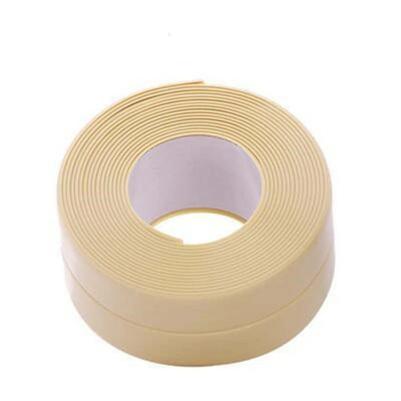 Nastro sigillante autoadesivo in PVC 1PC per cucina bagno doccia vasca da bagno strisce sigillanti per lavello ad angolo nastri adesivi murali impermeabili: Beige / 4mm