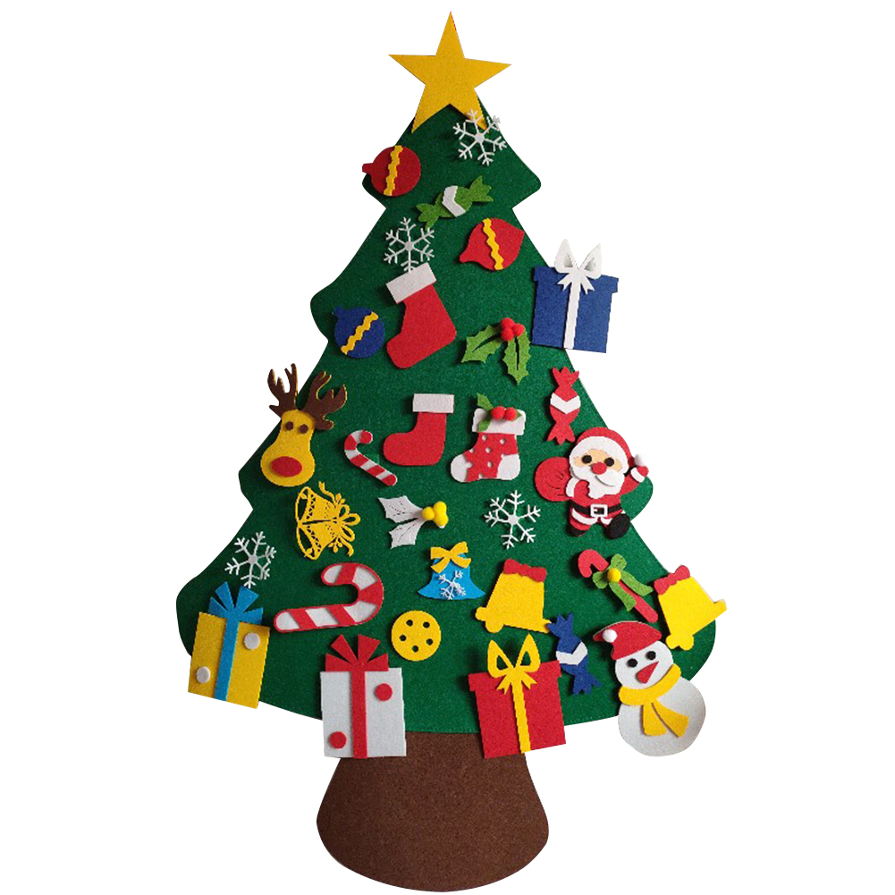DIY Voelde Kerstboom Deur Muur Opknoping Kids Feestartikelen Kerstboom Set Ornament 98cm * 70cm