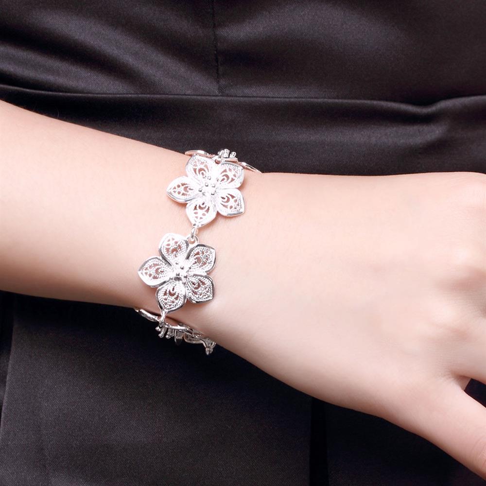Conjuntos de joyas de plata esterlina 925 para mujer, collares con flores Retro finas, pulseras y pendientes para mujer, de para , boda y Navidad