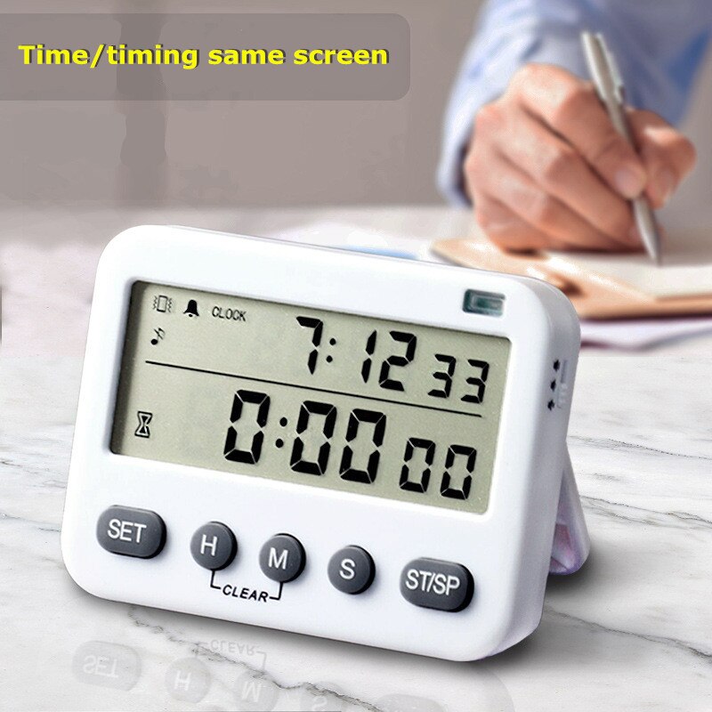 Timer reminder Timer can silent vibration dual-screen clock Kitchen baking timer: shock