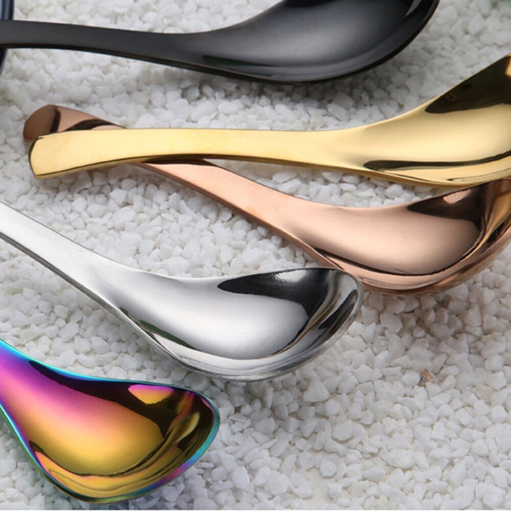 Vergulde Roestvrij Staal Chinese Lepel Ronde Bodem Lepel Multi-Specificatie Lepel Servies Gepolijst Bestek Servies