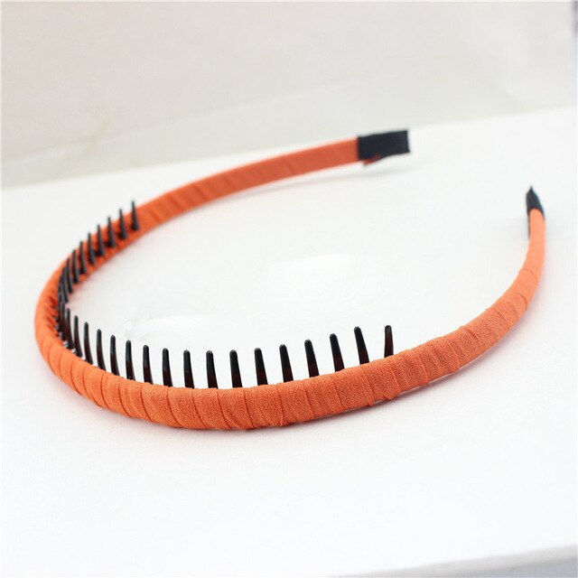 Kvinder piger hovedbeklædning massivt stof pandebånd wrap hår bøjle bezel med tænder kvindelige hår tilbehør hårbånd hovedbeklædning hårbånd: Orange