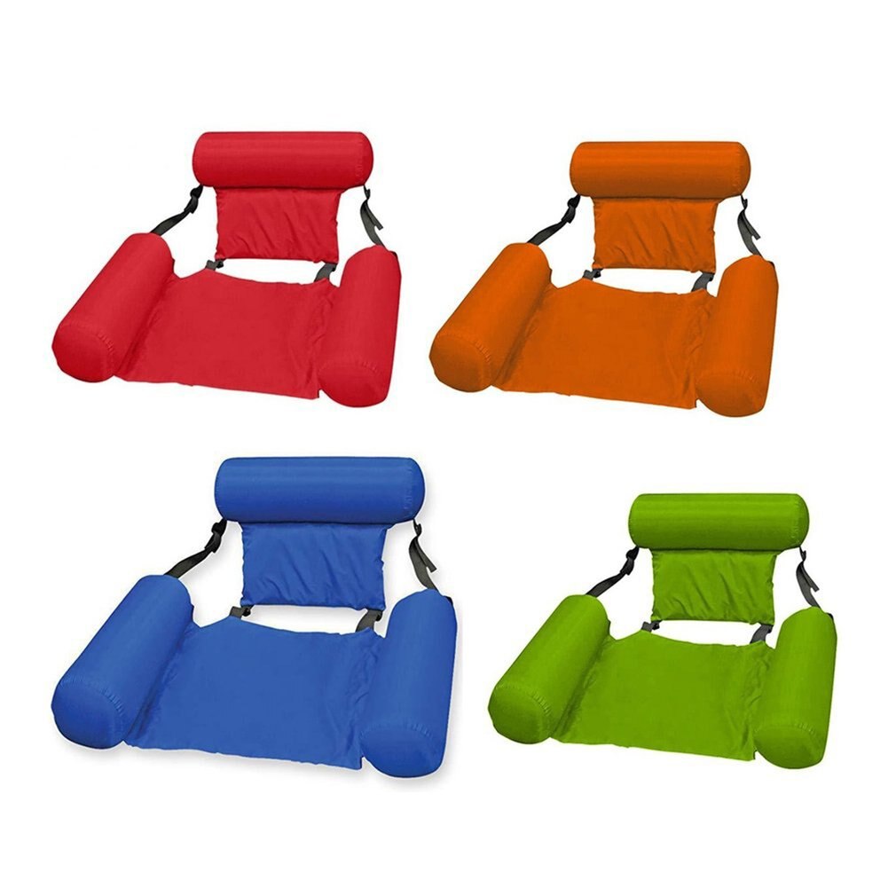 Foldable Backrest Floating Row with Net Hammock Water Amusement Lounge Chair Floating Bed With Armrests