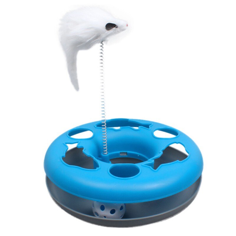 Toys For Cats Colo Colo Interactive Cat Training Toy Games For Cats Mouse Goods Single Layer Plate Turntable Cat Supplies: Blue