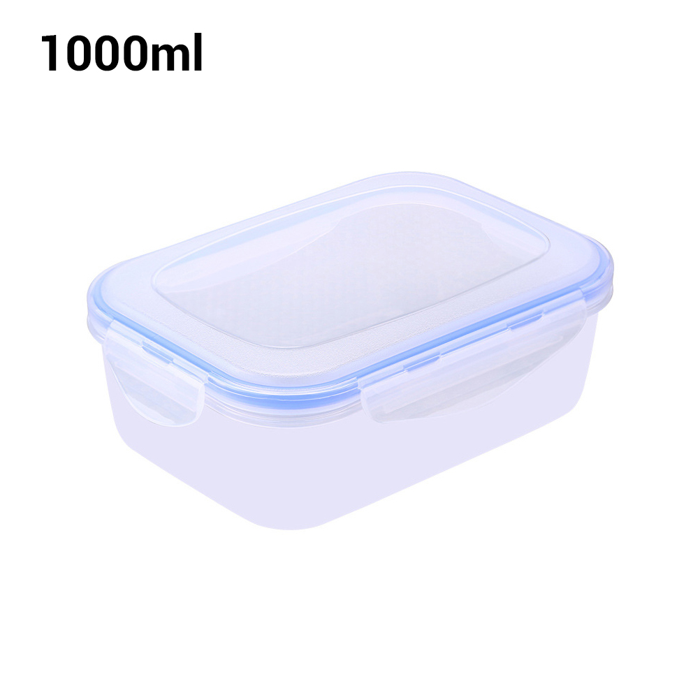 380/800/1100ml Kitchen Transparent PP Food Storage Plastic Food Storage Refrigerator Box Square Microwave Lunch Box Food Crisper: 1000ml