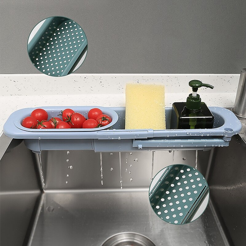 Teleskop Sink Drain Korb Küche Werkzeug Lagerung Regal Multifunktionale Waschbecken Filter Kunststoff Küche Ablassen Sieb Obst Halter