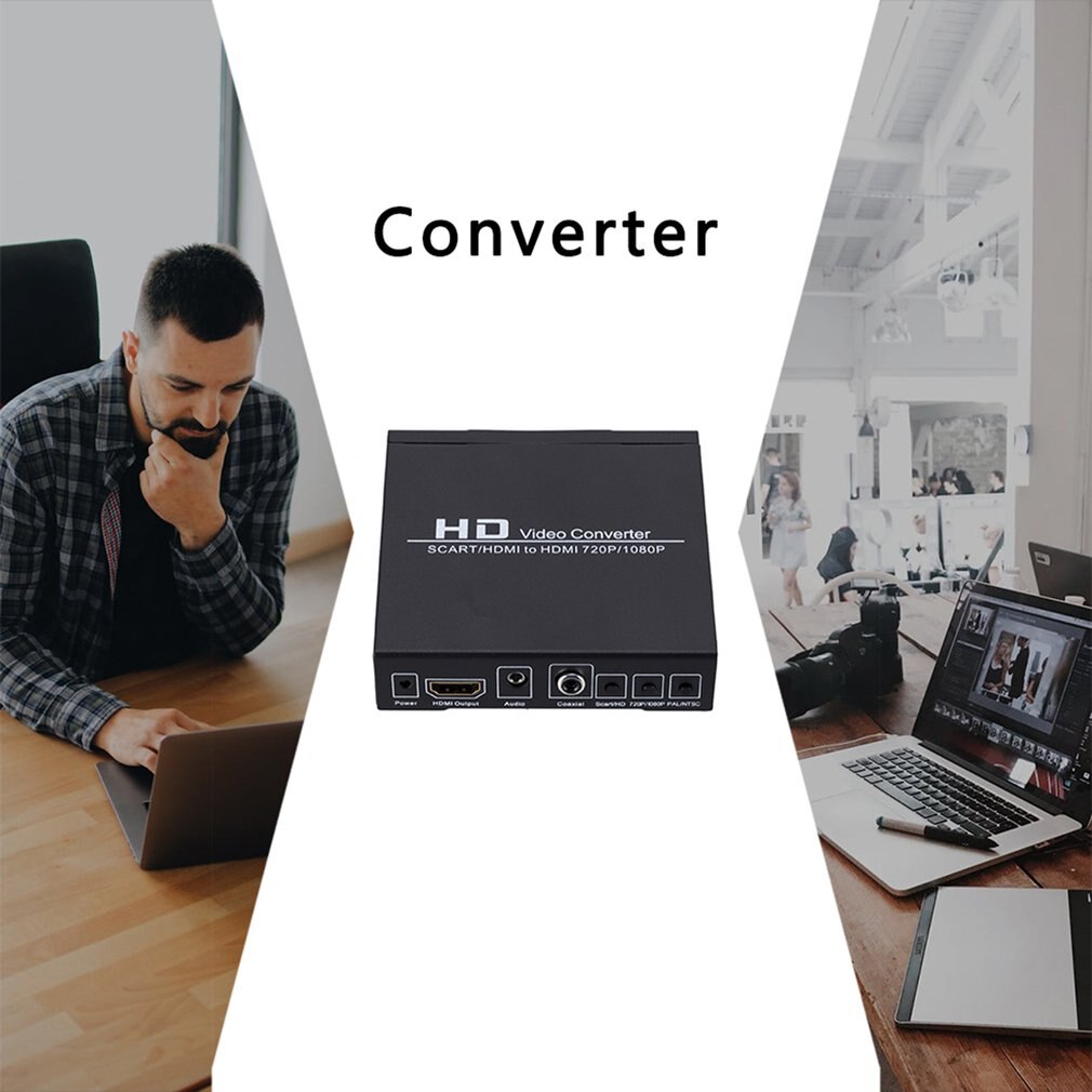 Scart/hdmi til hdmi converter 720p 1080p hd video converter monitor boks til stb hdtv dvd plug and play