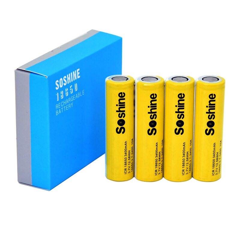 Soshine 3.7V Rechargeable 18650 Battery Cell 3400mAH For Led Torch Headlamp Bicycle Light