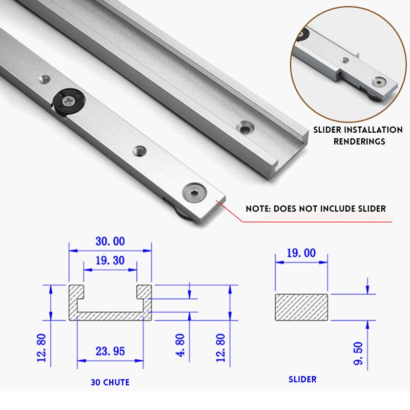 400mm-1000mm Woodworking Rail T-track T-slot Miter Track Woodworking Machinery Parts Router T Track Router Table DIY Tools