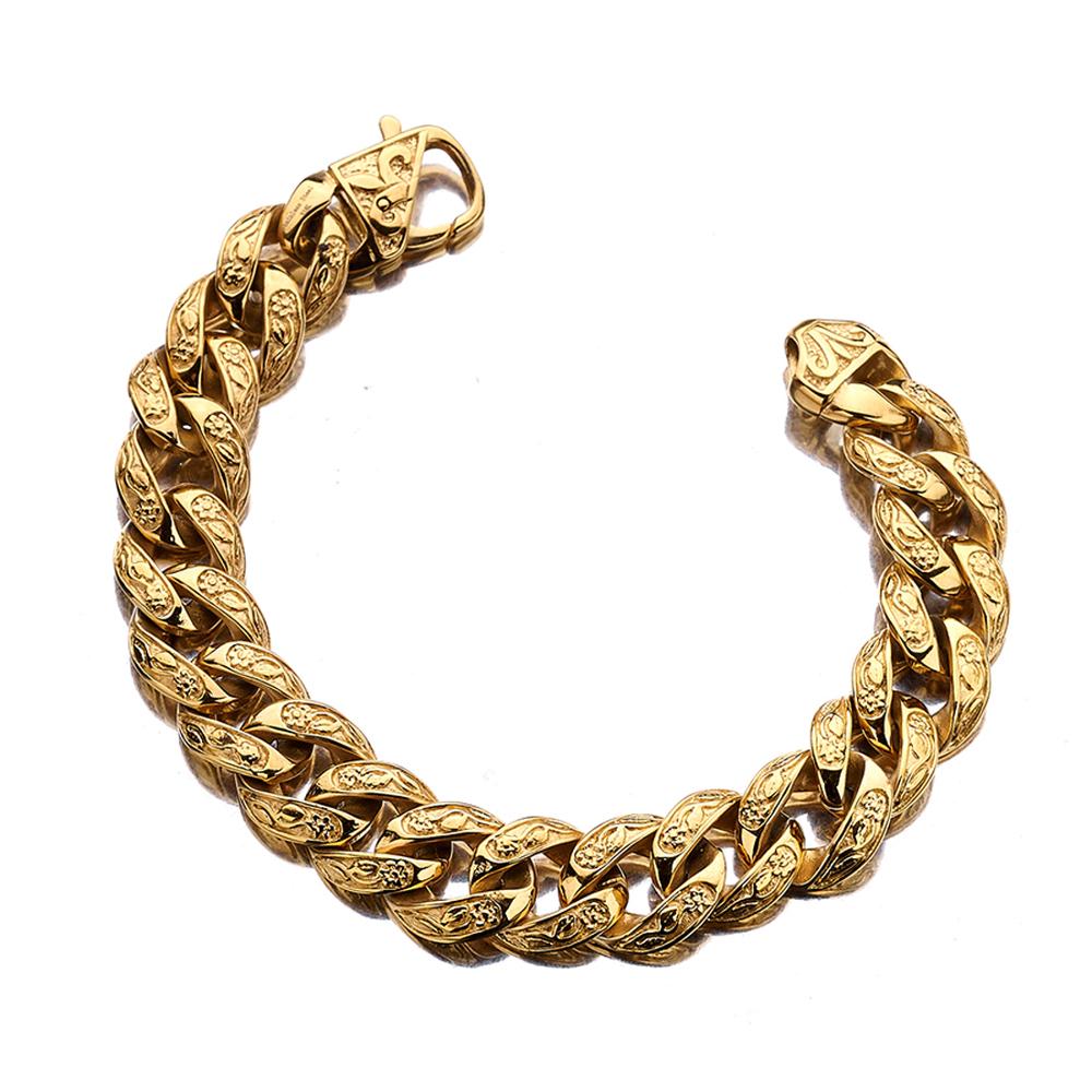 Rvs Goud/Zwarte Cubaanse Miami Ketting Link Armbanden Voor Mannen Jongens Hip Hop Rock Sieraden 15*220 Mm