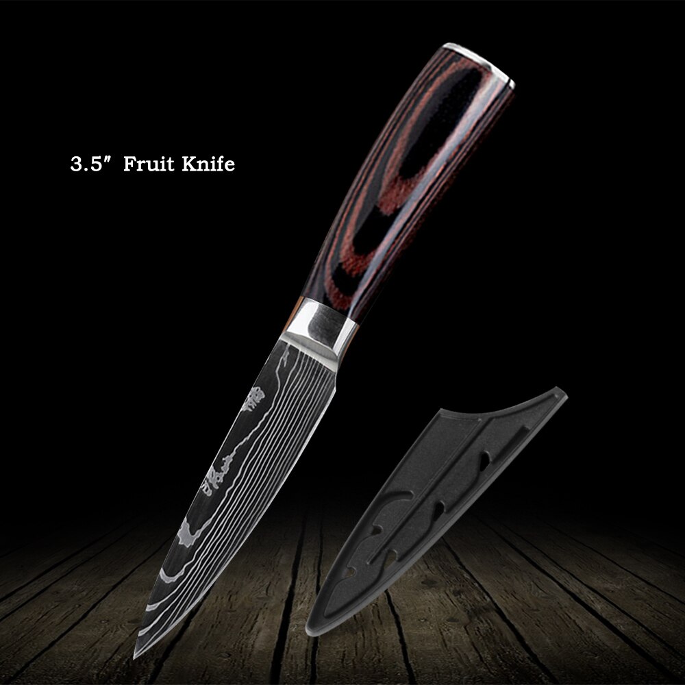 QING Kitchen Knife Set Non-stick Chef Knives Set High Carbon Stainless Steel Cooking Paring Cutting Slicing Cleaver: Fruit
