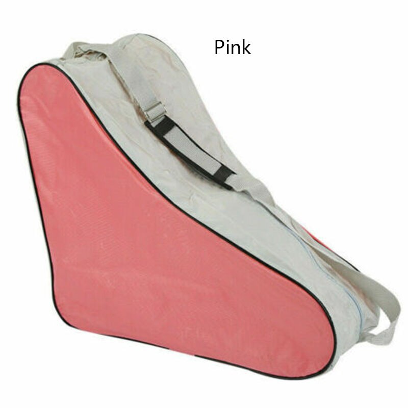 Bærbar justerbar trekant holdbar sportstaske dækker skulderrem skøjte bære taske rulle skøjtetaske sag udendørs sport sag: Lyserød