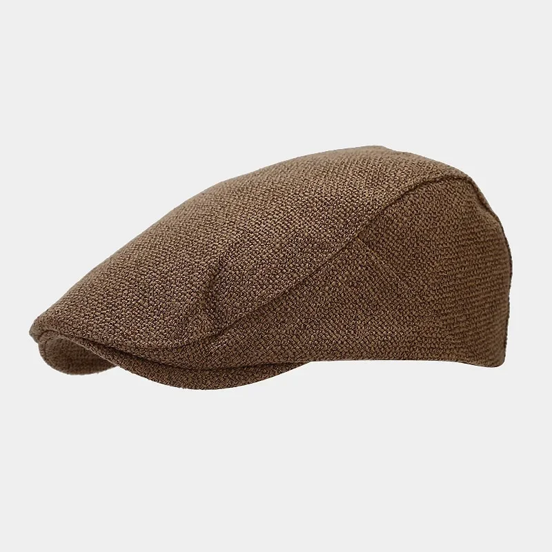Zomer Heren Baret Linnen Pet Verstelbare Krantenjongenspet Ademend Vintage Effen Zwart Klimop Eendenbek Hoed Boinas Para Mujer: Rood