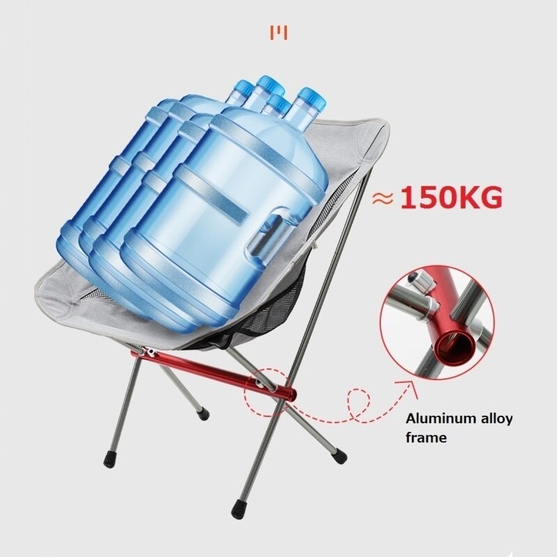 Ultralight Outdoor Folding Camping Chair 150KG Load Aluminiu Alloy Moon Chair For Fishing Picnic BBQ Beach Garden Yard Chair