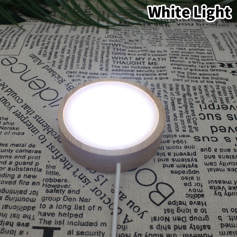 Base de luz LED de madera, soporte de luz nocturna, decoración de pantalla, Base de lámpara de madera, soporte de pantalla giratorio, USB: Gris claro