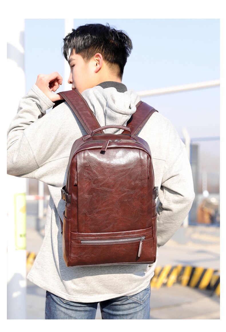 Chuwanglin men's leather backpacks pu backpack Simple male laptop backpacks waterproof backpacks for men D9061