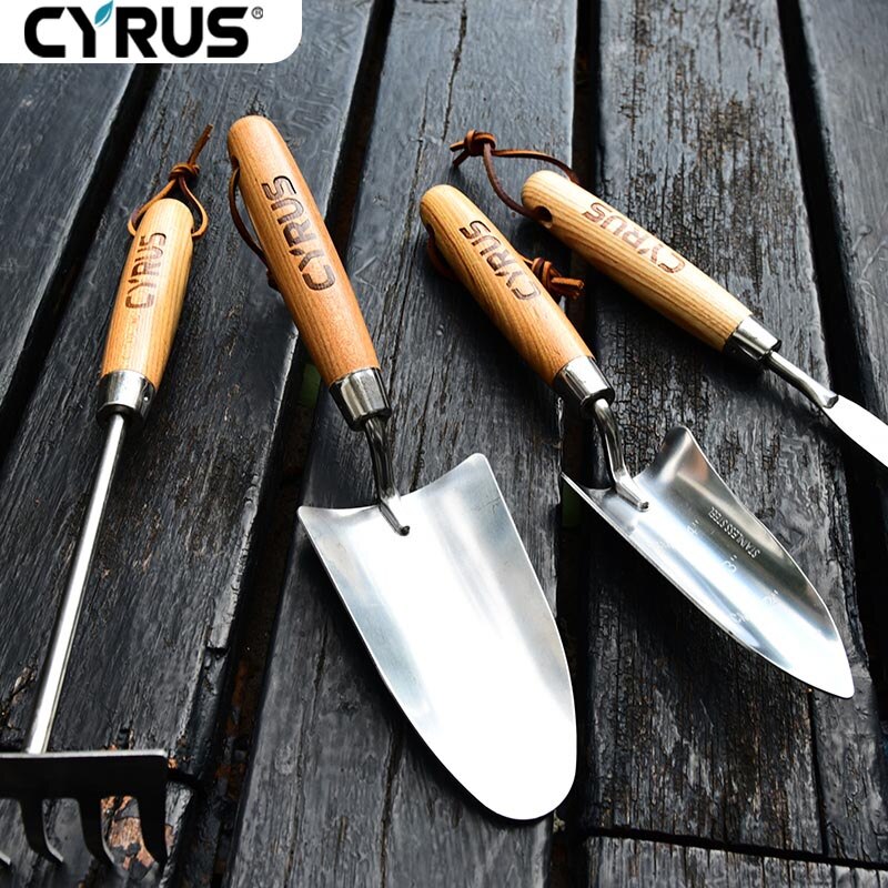 British Garden Tools Set Cultivating Planting Trowel Cultivator Shovels Spades Carbon Steel Wood Handle Transplanter