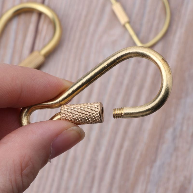 1Pc Simple Brass Key Chain DIY Keychain Ellipse Oval Shape Screw Lock Key Ring Clip Hanging Holders Accessories For Jewelry