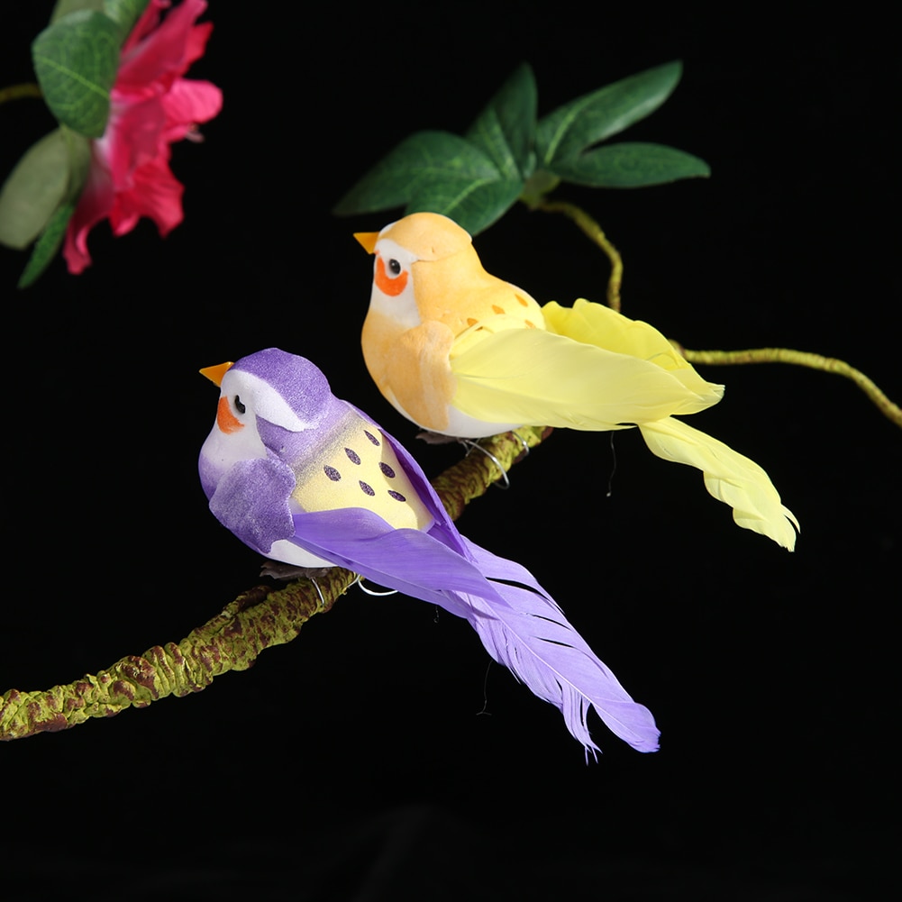 12 pcs/set Artificial Foam Bird Dot Pigeon Artificial Birds Foam Window Craft Simulation Feather Birds DIY Garden Craft