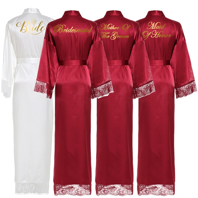 Women Long robe Satin Robe Bridal Robe Bridesmaid Robes Lace Robe Wedding Robe Sleepwear Bathrobe Dressing Long Gowns