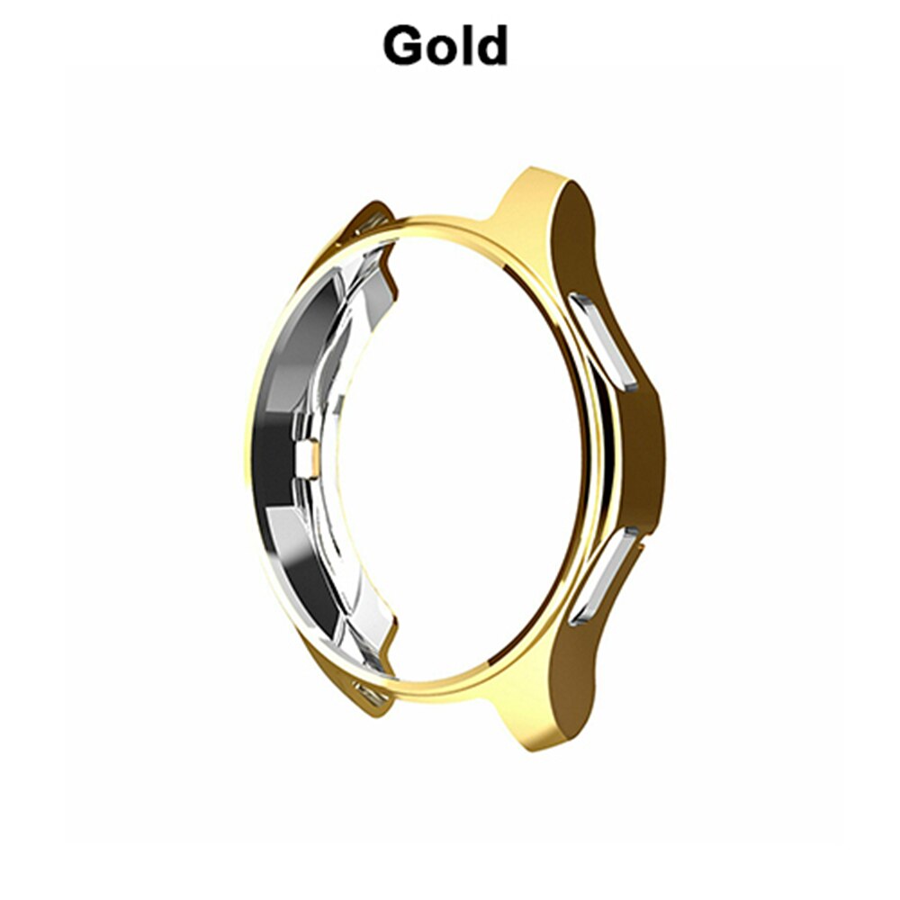 1 stk galvaniseret urkasse til samsung gear  s3 s4 galaxy ur 46mm 42mm blød tpu all-around beskyttende urkasse med kofangerramme: Guld / 42mm