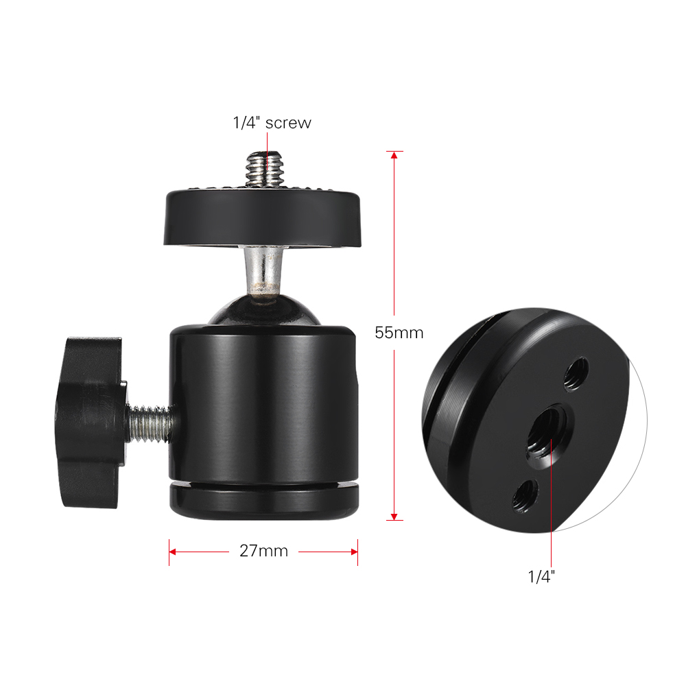 Andoer Mini Ball Head 1/4 "Mount voor Camera Statief voor SB800 SB900 580EX II Flash