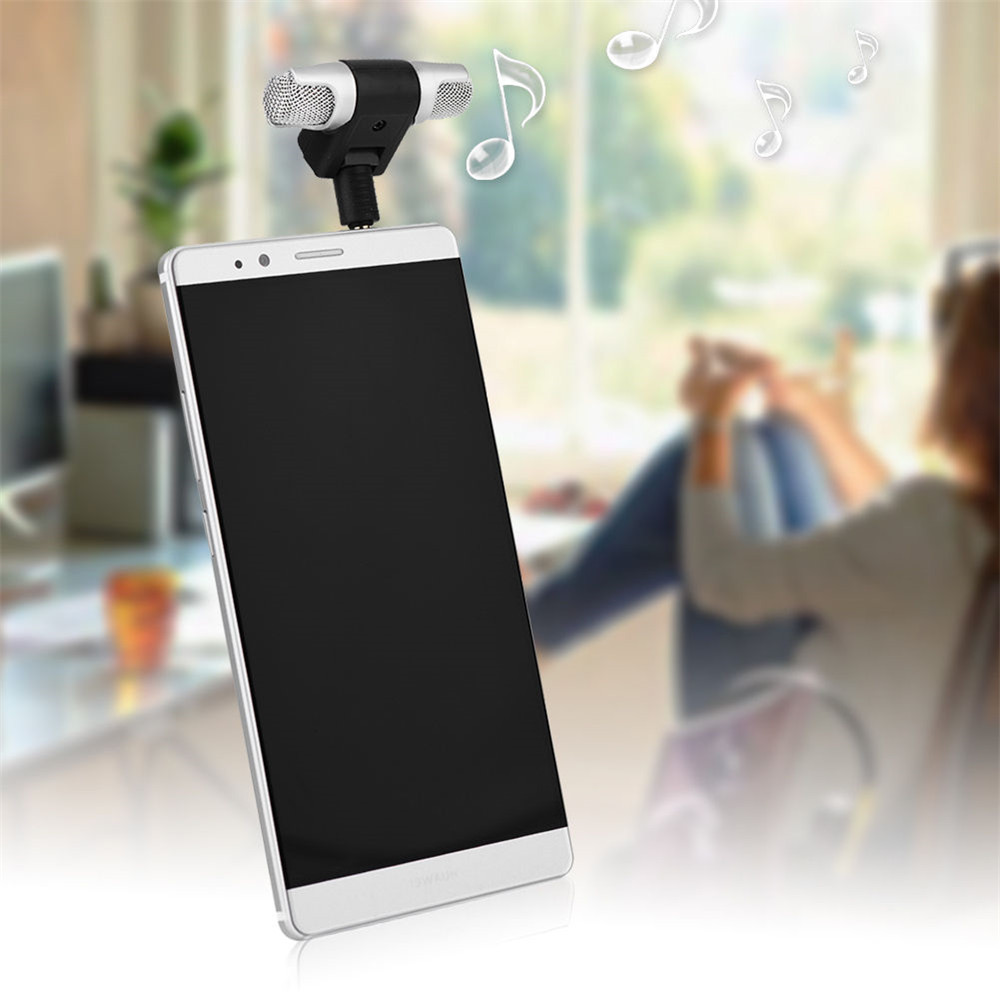 Portable Mini Microphone for Phone PC Laptop Stereo Recording Left and Right Channel Microphone Mic with 3.5mm Mini Jack