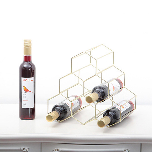 Geometric Wine Rack Metal Simple Household Grape W... – Grandado
