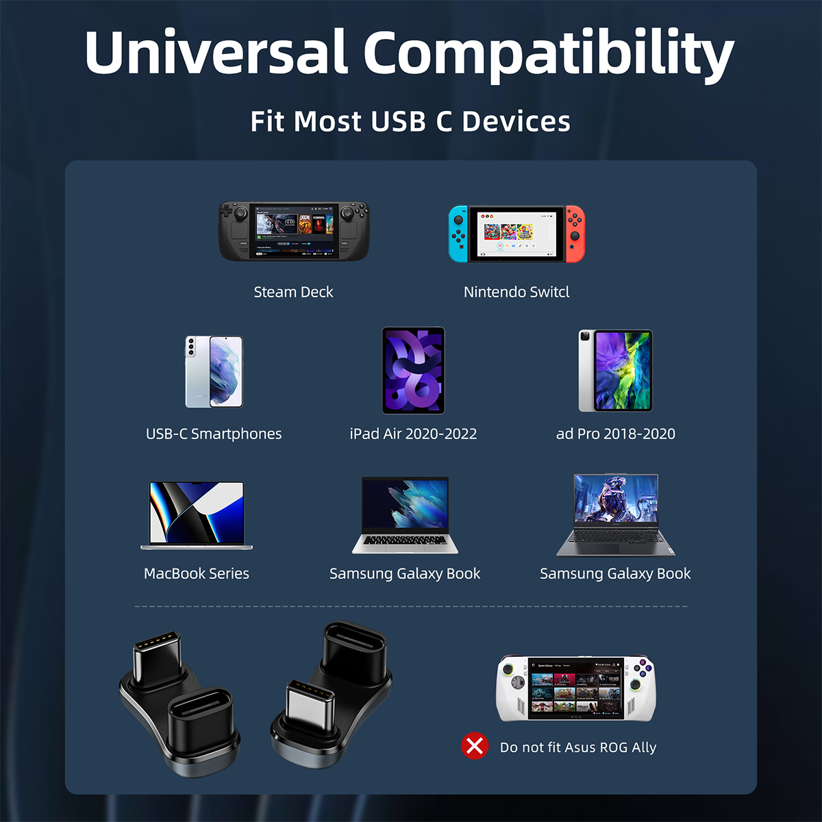 USB C Adapter 180 Degree U-Shaped USB C 3.1 Female to Male Elbow Adapter Angled OTG Adapter Compatible with MacBook Switch