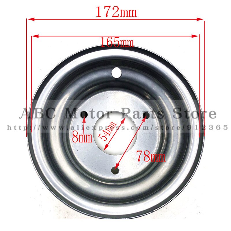 Størrelse 6 tommers hjulnav bruk 145/70-6 13 x 5.00-6 13 x 6.50-6 dekk dekk atv 3 hulls vakuumfelger for 110-125cc gokart, atv, gressklipper