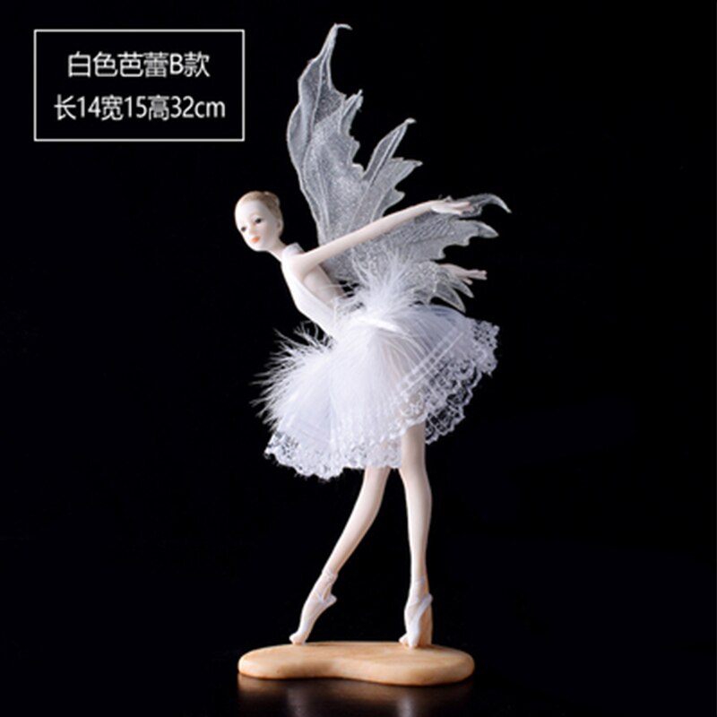 Figura de resina de estilo moderno para decoración del hogar, figura de Ballet, Ángel, chica bailando, para escritorio: White B