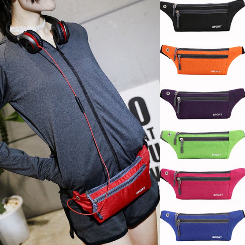 Unisex Letter Printed Casual Waist Bag Portable Outdoor Sports Pockets Mobile Phone Running Belt Waterproof Waist Bag