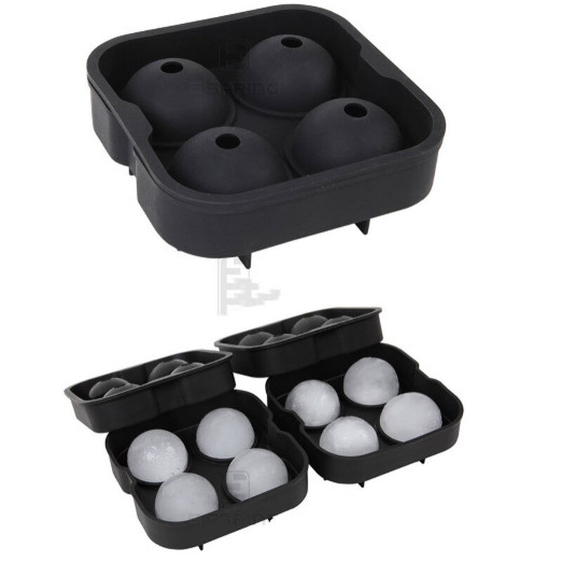 Large Ice Cube Maker Silicone Mold 4 Cell Sphere Ice Ball Ice Cube Tray Mold Wine Cocktail Party Bar Accessories Ice Cream Tool