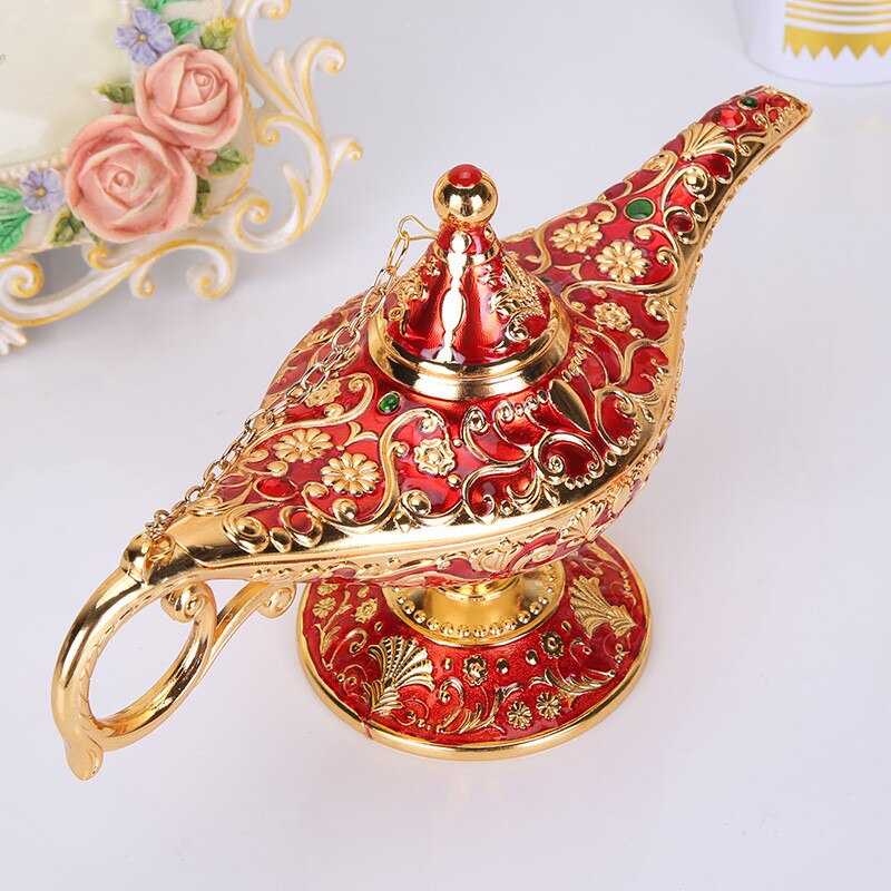 [hht] 10 kleuren aladdin magische lamp retro huisdecoratie traditionele uitgeholde sprookjesachtige wensgeest lamp theepot knutseldecoratie: 2212cm-10