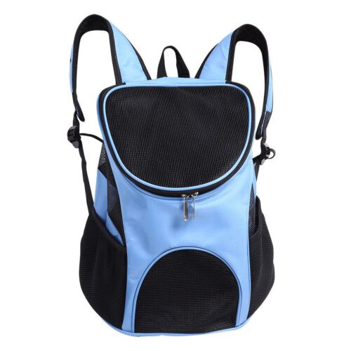 Mochila de hombro con malla respirable para mascota, gato, perro, cachorro, mochila de viaje, bolsa portátil: Azul