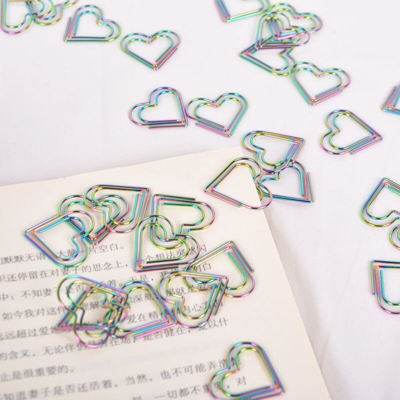 12pcs/set Colorful Office Paper Clips "Love" Paperclip Bookmarks Paper Clips Paper Clips Stationery Memo 25mm: Default Title
