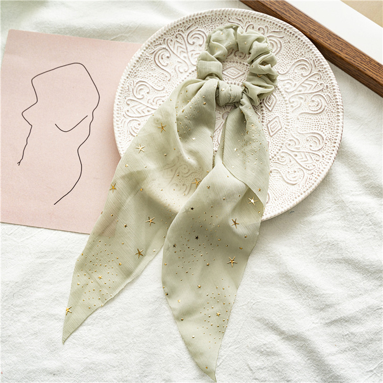 Gomas elásticas para el pelo para mujer, lazos con estampado de , lazos para el pelo de seda de estrella, de lazo de cola de caballo, accesorios para el cabello que combinan con todo: Caqui oscuro