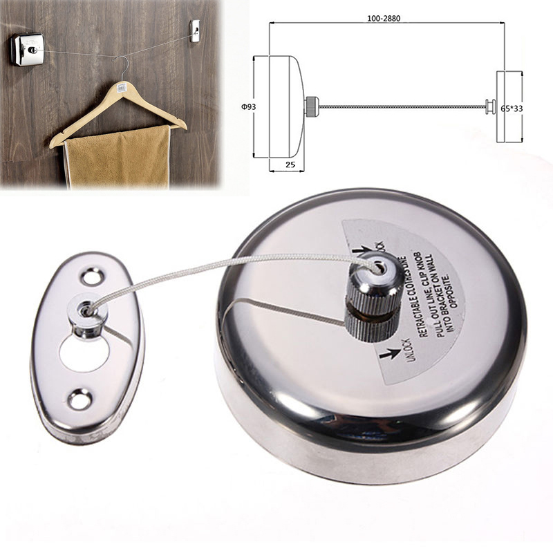 Retractable single drying rack hotel bathroom laundry clothes line invisible clothes rack Rusty steel retractable clothes line