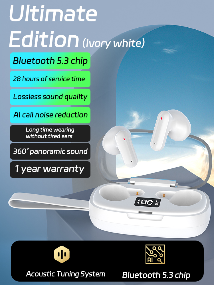 50% OFF For Sooyn gaming earphone bluetooth Battery life 4 hours Noise reduction S10 LZ-35 earphone bluetooth wireless: WHITE