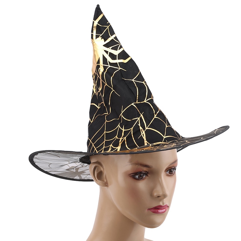 Børn voksenheks hat til halloween edderkoppespind trykt kostume tilbehør halloween forsyninger fest hatte børnefest