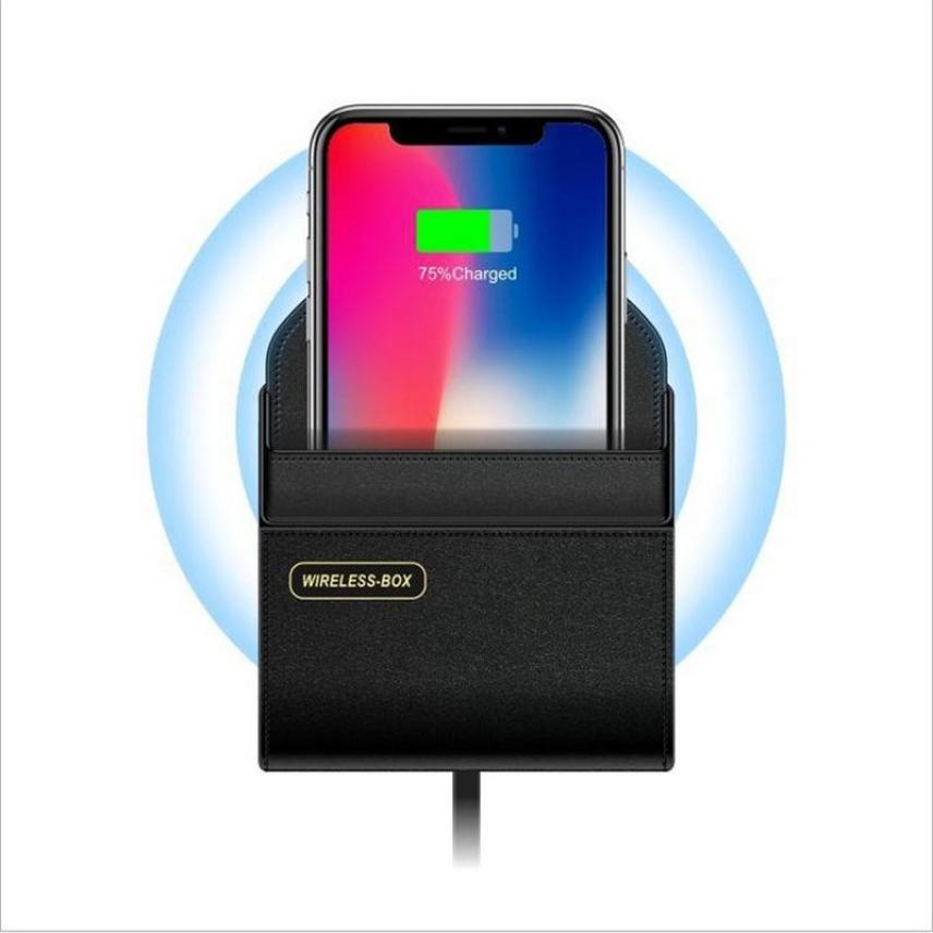 Wireless Car Charger 10W Qi Fast Charging Stand Beugel Houder Opbergdoos Telefoon Houder Voor Iphone 12 11 Xr X 8 Samsung