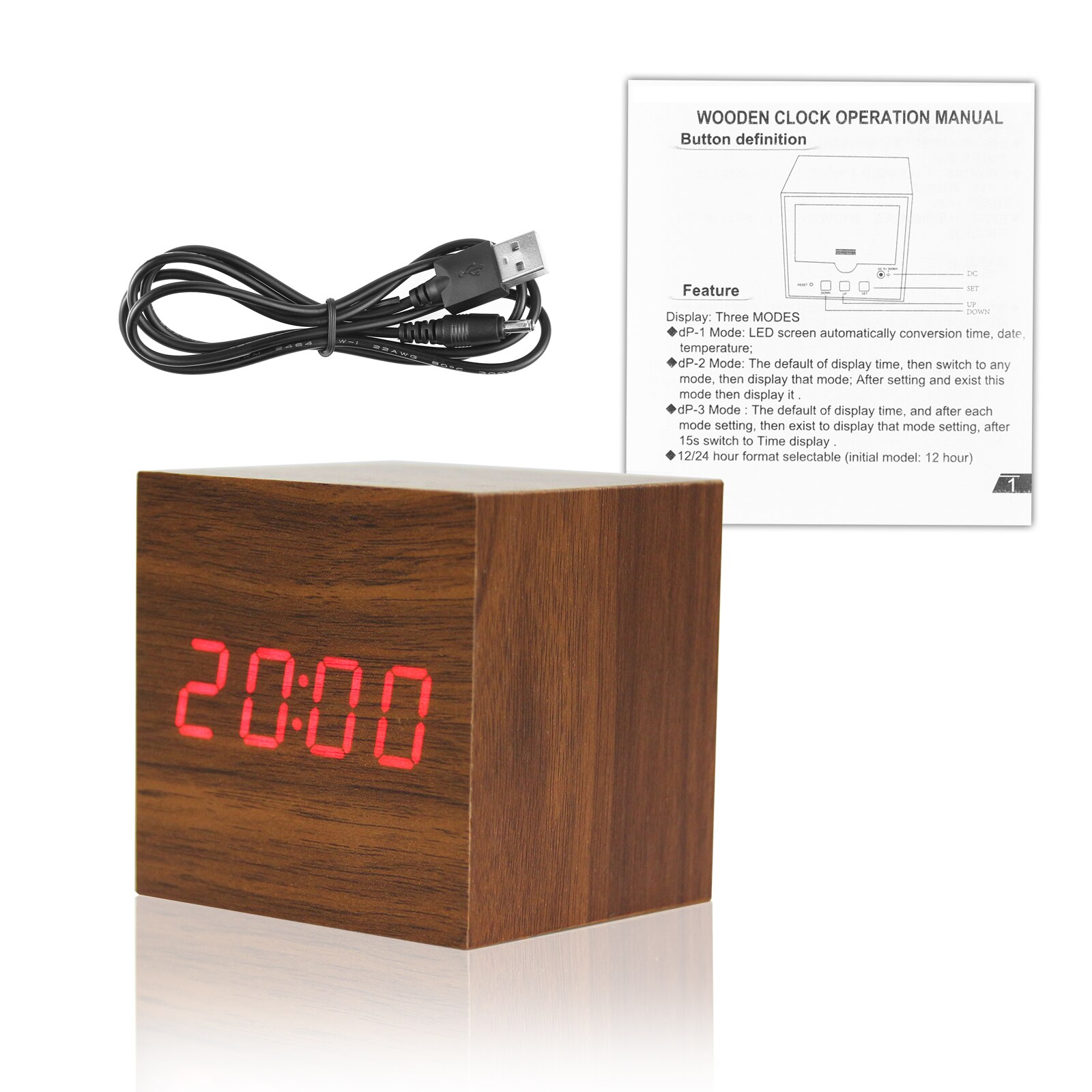 Led houten wekker horloge tafel stembesturing digitale houten despertador elektronische desktop usb/aaa aangedreven klokken tafeldecoratie